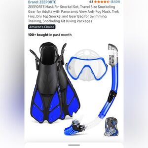 Mask Fin Snorkel Set with mesh bag, never used